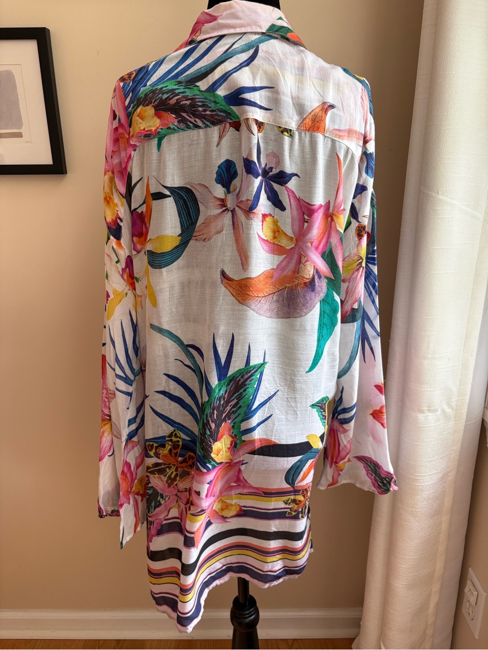Trina Turk Rayon Bright Tropical Tunic Top Sz L - Picture 3 of 12